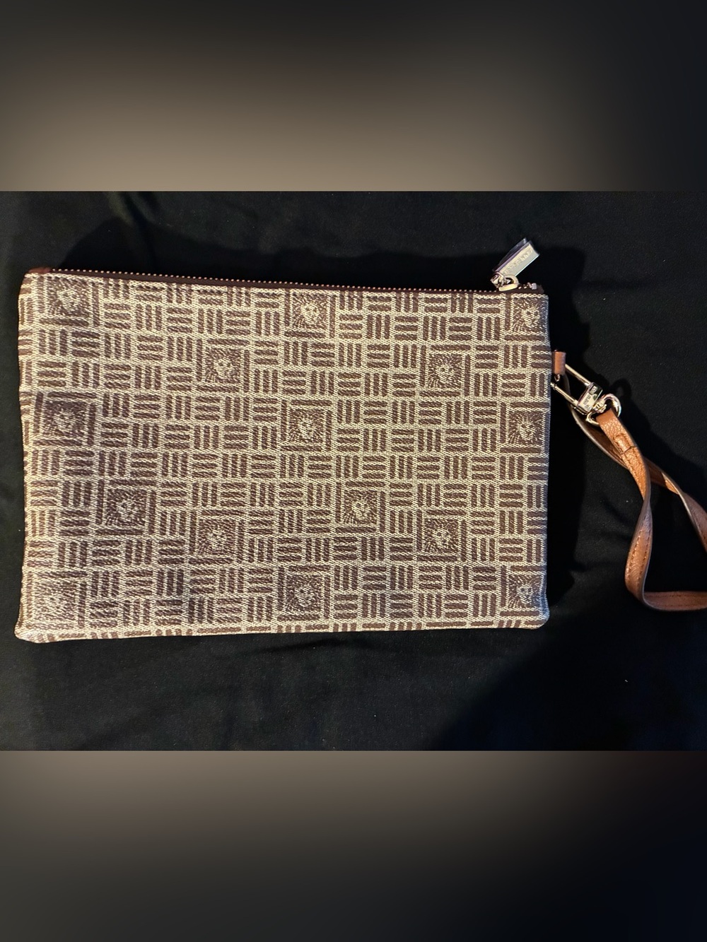 Anne Klein Brown Patterned Wristlet Clutch
